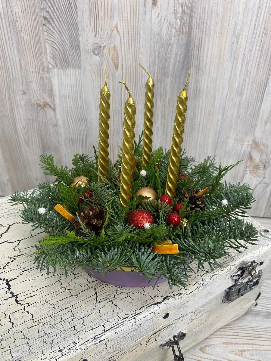 Композиция из нобилиса со свечами № 33