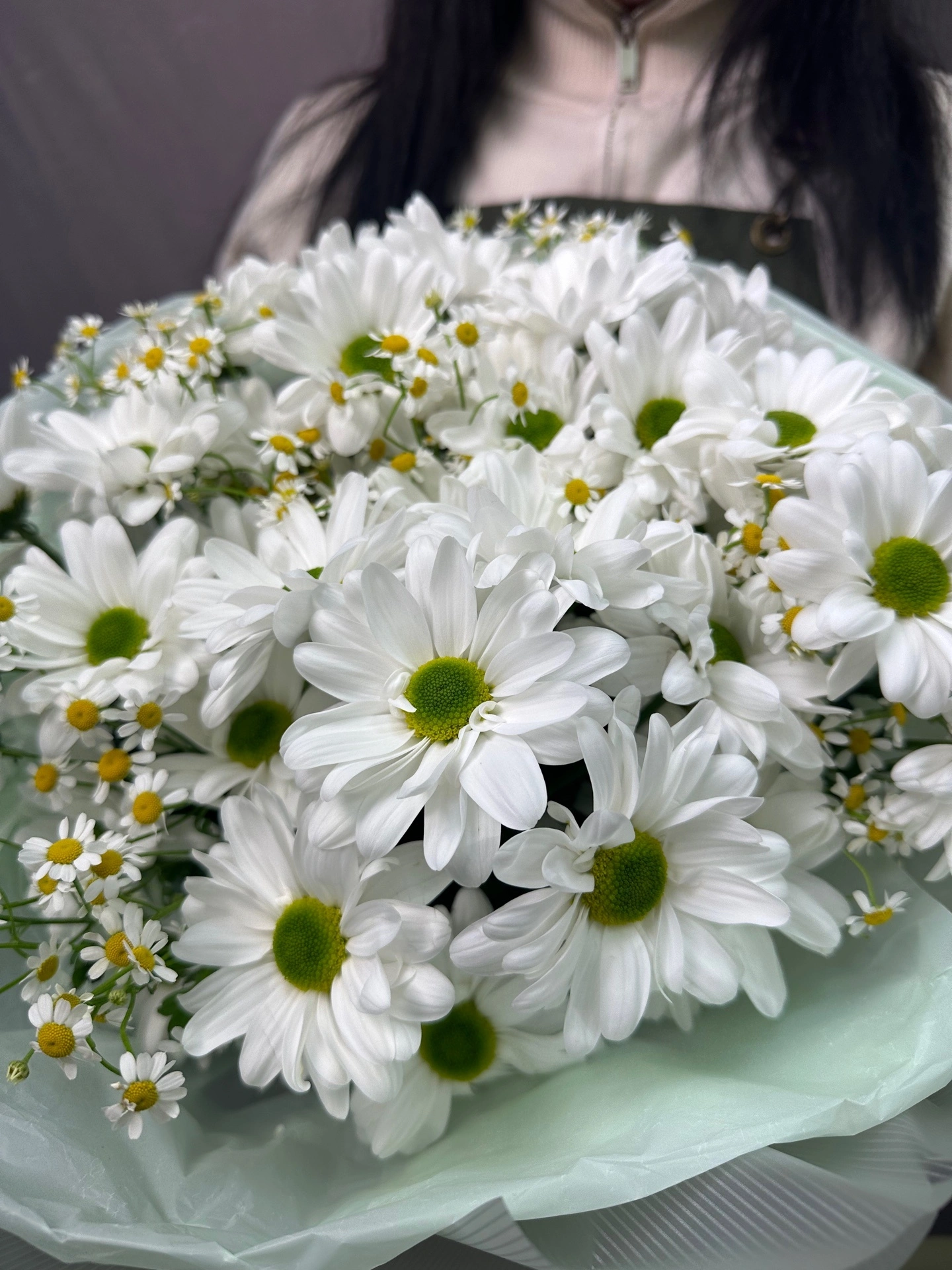 Букет хризантем с танацетумом