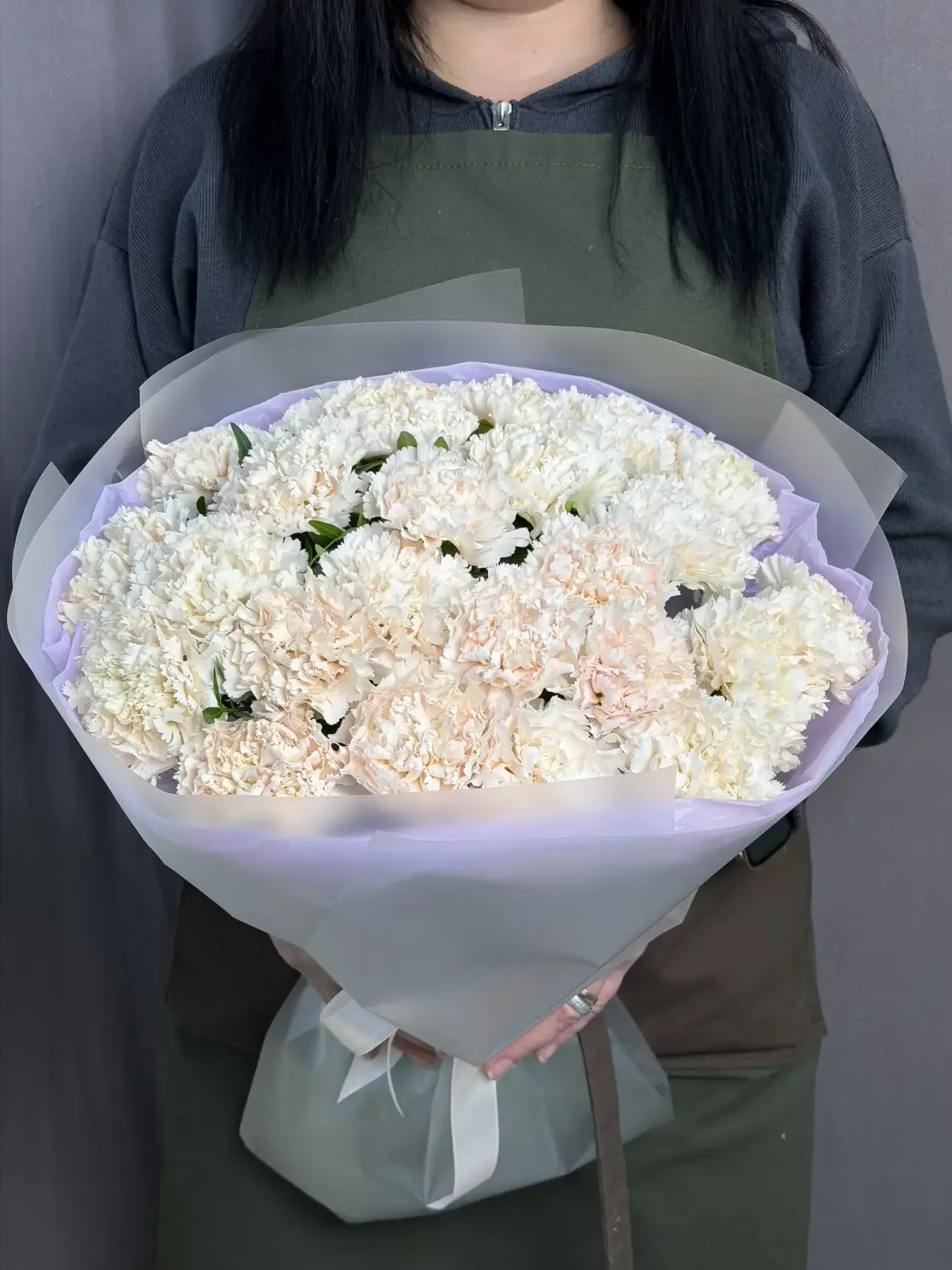 Монобукет из кремового диантуса